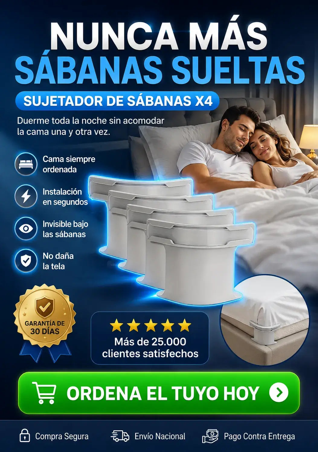 SUJETADOR DE SABANAS KIT x4 CLIPS