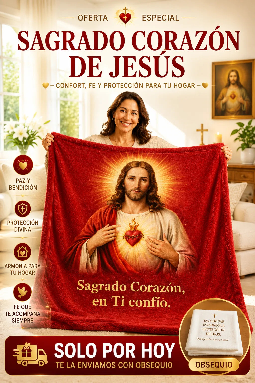 MANTA SAGRADO CORAZÓN DE JESÚS CON OBSEQUIO