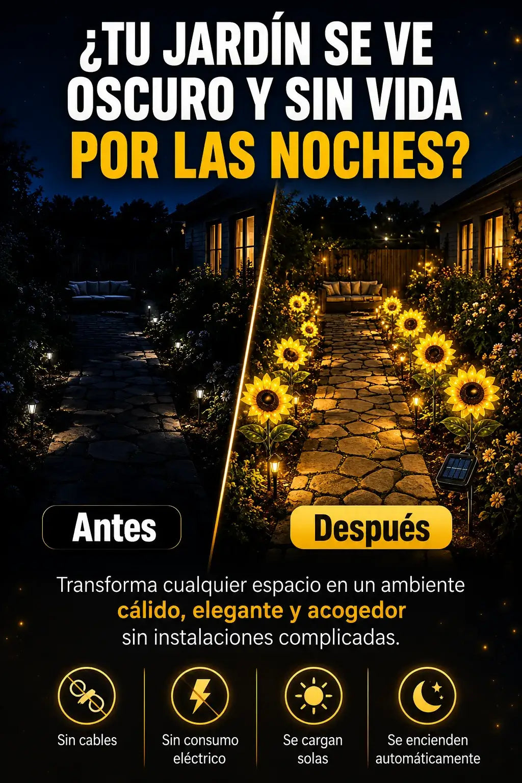 LAMPARA DE GIRASOL CON CARGA SOLAR