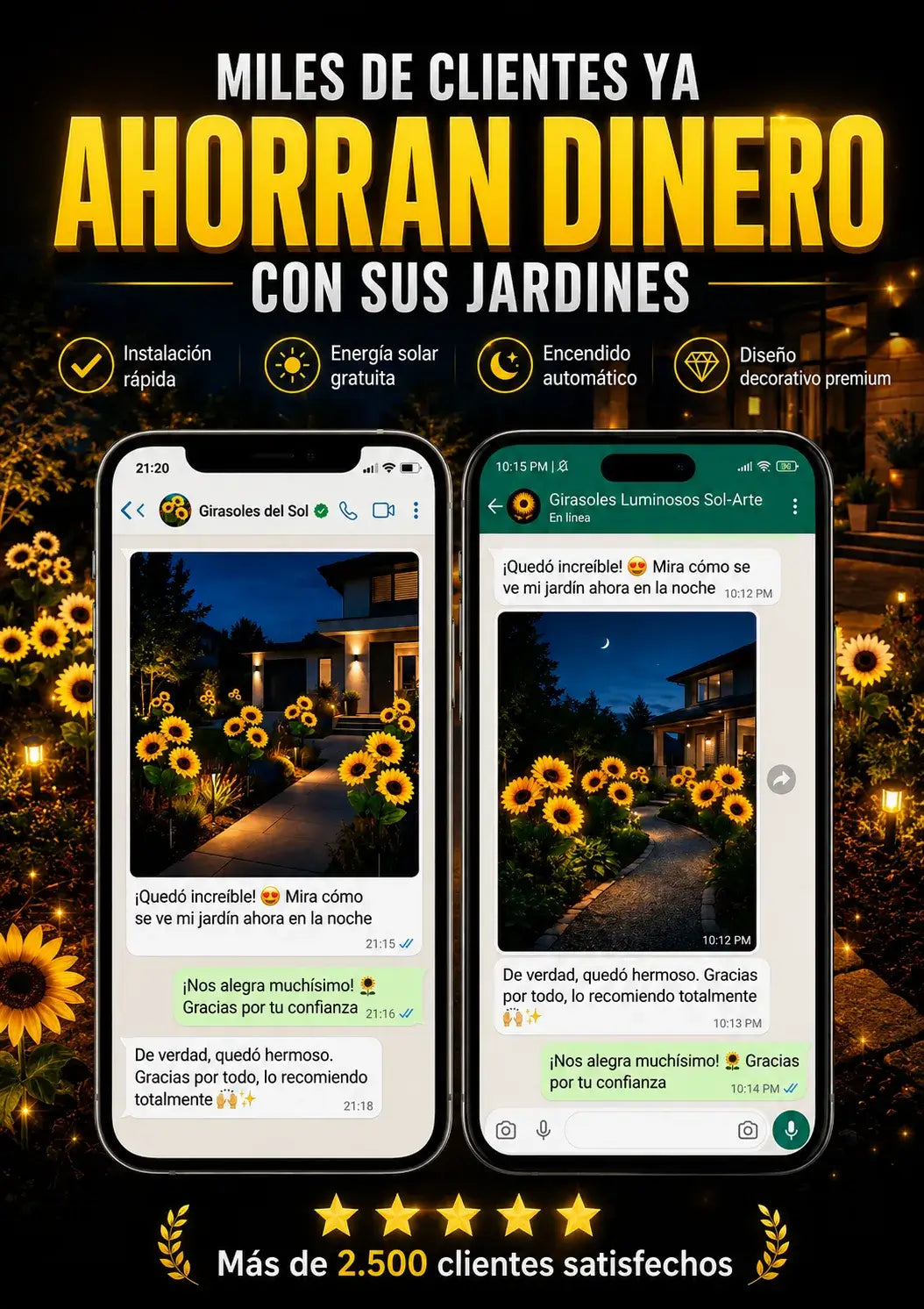 LAMPARA DE GIRASOL CON CARGA SOLAR