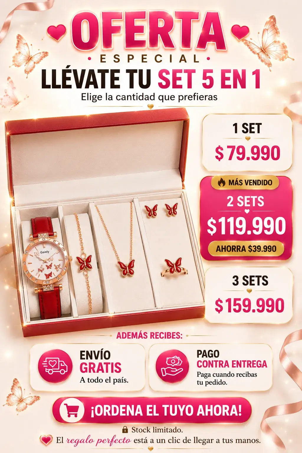 Set Reloj + Accesorios Dama