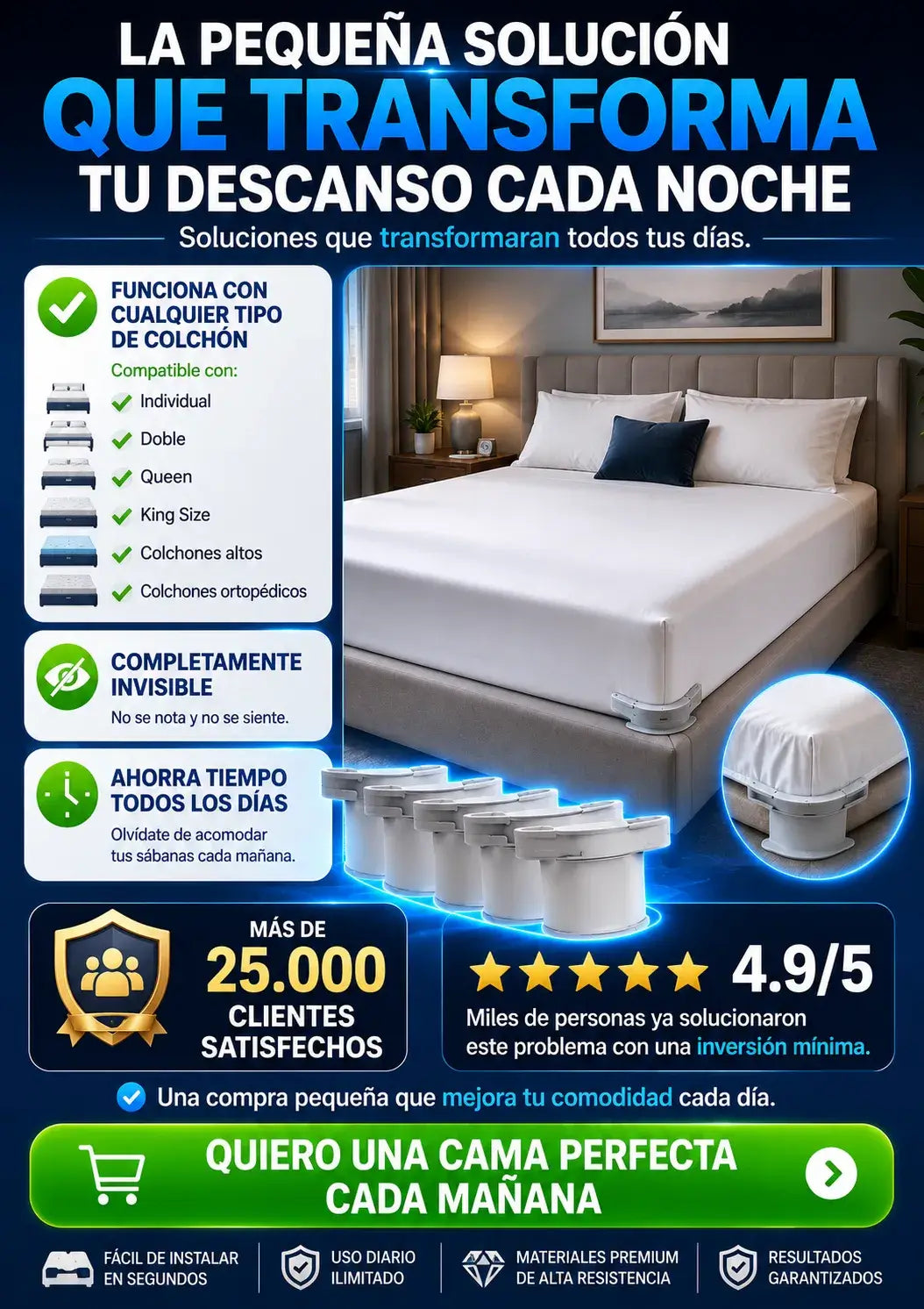 SUJETADOR DE SABANAS KIT x4 CLIPS