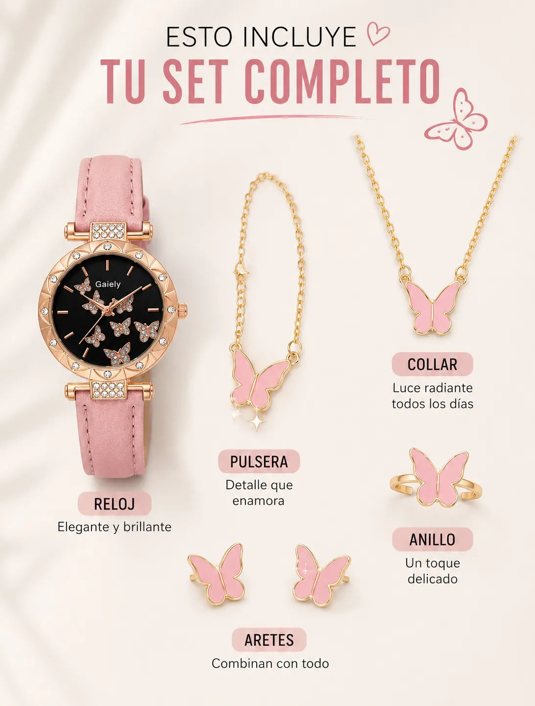 🦋 Set Mariposa Elegante – 5 Piezas