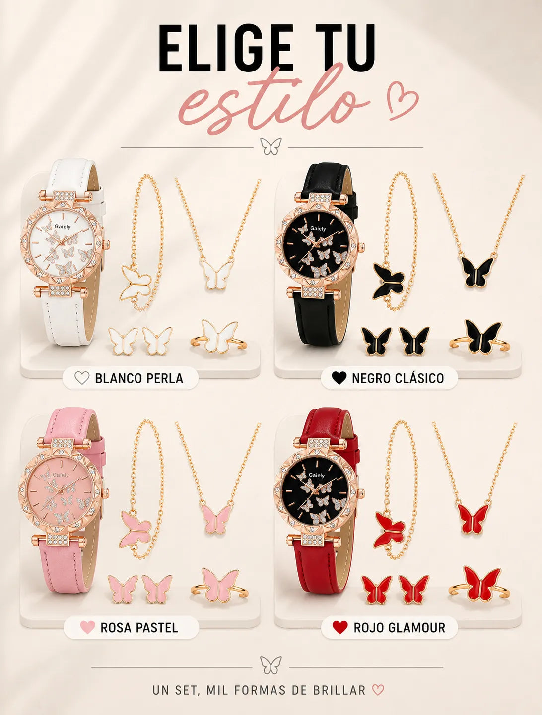 🦋 Set Mariposa Elegante – 5 Piezas