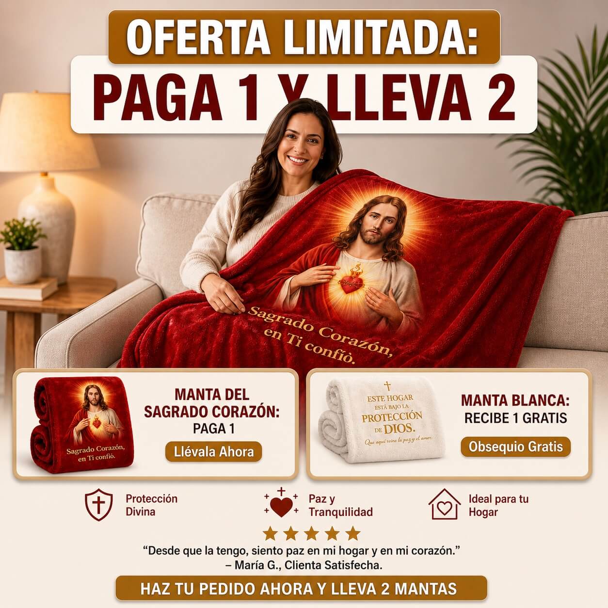 Manta Sagrado Corazón de Jesús + GRATIS MANTA BLANCA