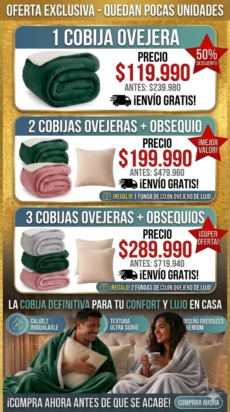 COBIJA OVEJERA GIGANTE PREMIUM 2.20 x 2.20 m.