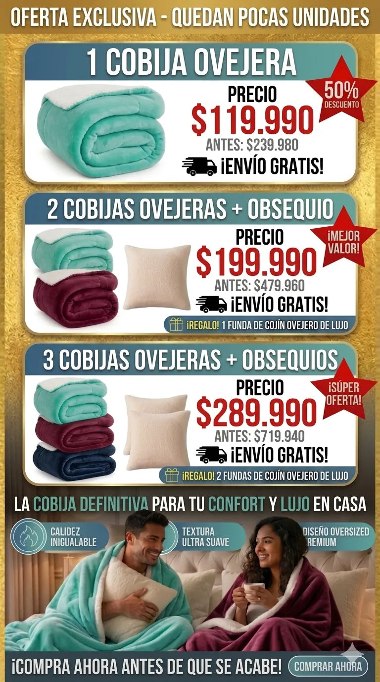 COBIJA OVEJERA GIGANTE PREMIUM 2.20 x 2.20 m.