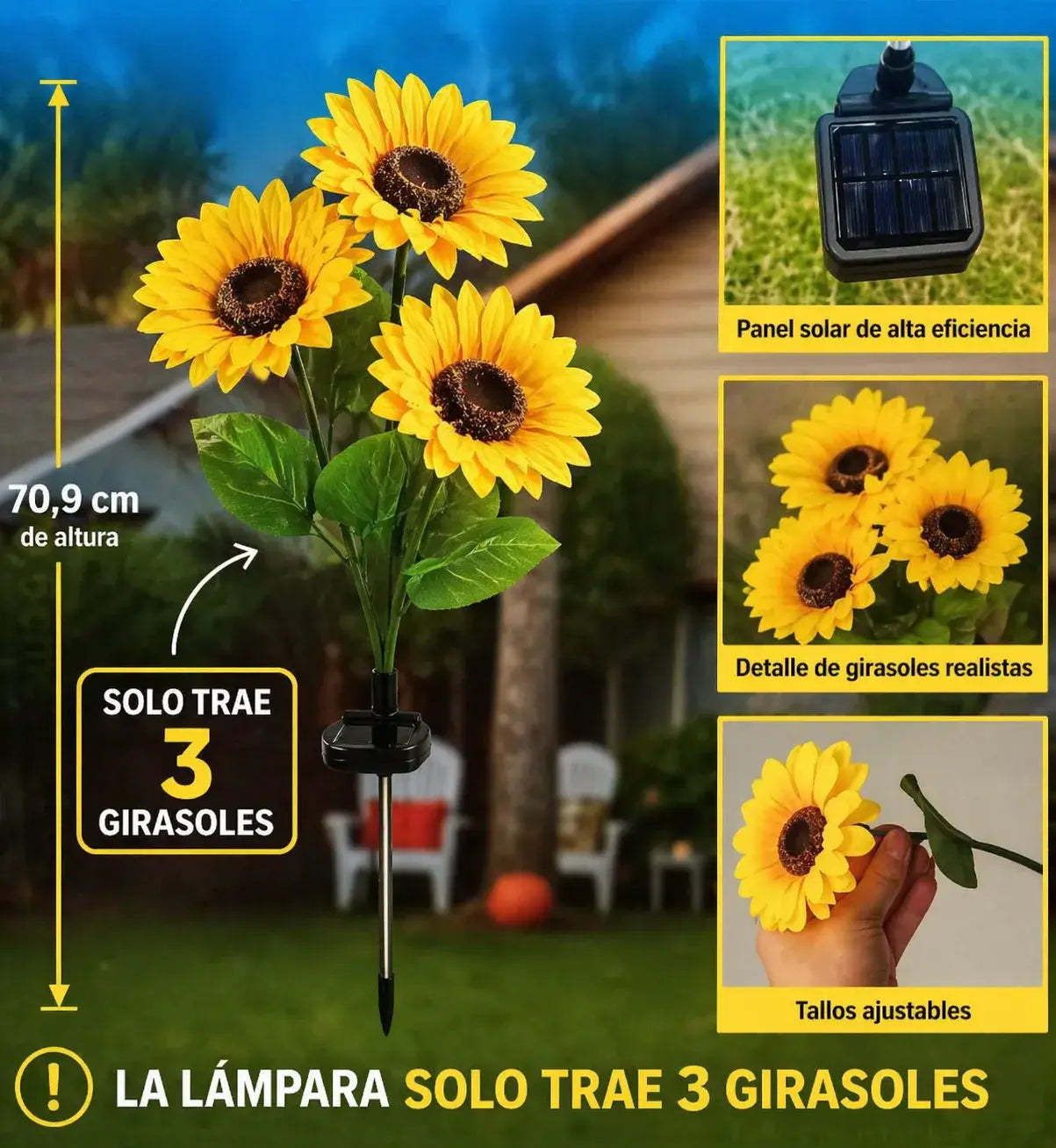 LAMPARA DE GIRASOL CON CARGA SOLAR