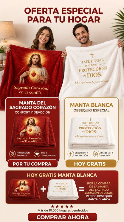 Manta Sagrado Corazón de Jesús + GRATIS MANTA BLANCA